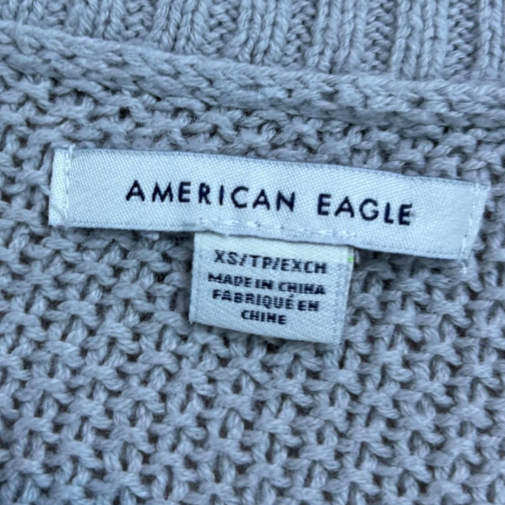 American Eagle Gray Button Front Chunky Knit Sweater Long Sleeve V-Neck Size XS - Picture 4 of 7
